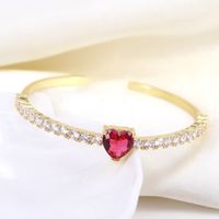 Fashion Heart Shape Copper Bangle Plating Inlay Zircon Copper Bracelets sku image 3