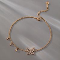 Fashion Butterfly Copper Plating Inlay Zircon Anklet 1 Piece main image 3