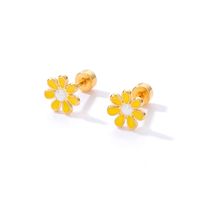 Simple Style Flower Plating 201 Stainless Steel 18K Gold Plated Ear Studs main image 3