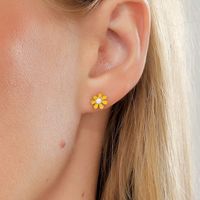 Simple Style Flower Plating 201 Stainless Steel 18K Gold Plated Ear Studs main image 4