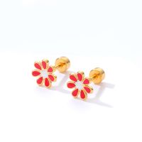 Simple Style Flower Plating 201 Stainless Steel 18K Gold Plated Ear Studs main image 5