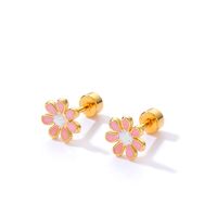 Simple Style Flower Plating 201 Stainless Steel 18K Gold Plated Ear Studs main image 7