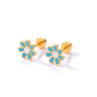 Simple Style Flower Plating 201 Stainless Steel 18K Gold Plated Ear Studs main image 9