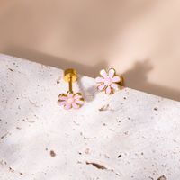 Simple Style Flower Plating 201 Stainless Steel 18K Gold Plated Ear Studs main image 10