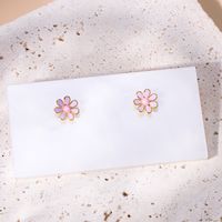 Simple Style Flower Plating 201 Stainless Steel 18K Gold Plated Ear Studs sku image 4