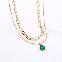 Vintage Style Water Droplets Copper Necklace Plating Zircon Copper Necklaces 1 Piece main image 2