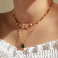 Vintage Style Water Droplets Copper Necklace Plating Zircon Copper Necklaces 1 Piece main image 1