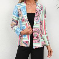 Women's Fashion Geometric Printing Single Breasted Coat Blazer main image 2