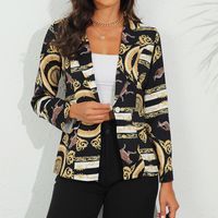 Women's Fashion Geometric Printing Single Breasted Coat Blazer main image 6