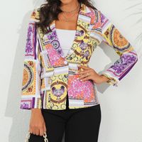 Women's Fashion Geometric Printing Single Breasted Coat Blazer main image 7