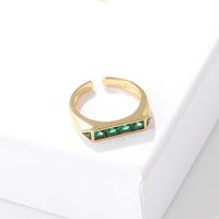 Vintage Style Color Block Copper Open Ring Plating Inlay Zircon Copper Rings main image 6