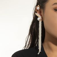 Fashion Geometric Tassel Alloy Copper Earrings Plating Arylic Artificial Pearl Copper Earrings sku image 10