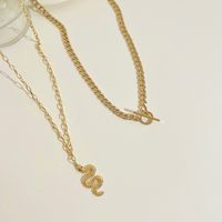 304 Stainless Steel 16K Gold Plated White Gold Plated Gold Plated Hip-Hop Plating Snake Layered Necklaces main image 5