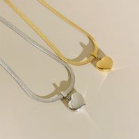Edelstahl 304 16 Karat Vergoldet Weißgold Plattiert Vergoldet Mode Überzug Metall Kette Herzform Halskette main image 1