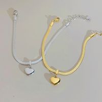 304 Stainless Steel 16K Gold Plated White Gold Plated Gold Plated Fashion Heart Shape Bracelets Necklace main image 5