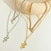 304 Stainless Steel 16K Gold Plated White Gold Plated Gold Plated Hip-Hop Plating Snake Layered Necklaces main image 3