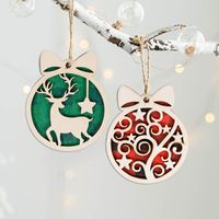 Christmas Bow Knot Deer Wood Party Hanging Ornaments main image 1