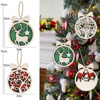Christmas Bow Knot Deer Wood Party Hanging Ornaments main image 4