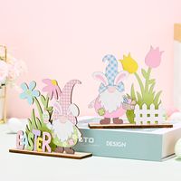 Easter Bunny Ears Letter Flower Wood Party Ornaments main image 5