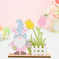 Easter Bunny Ears Letter Flower Wood Party Ornaments sku image 1
