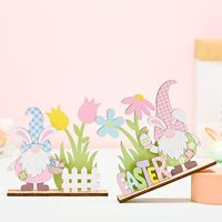 Easter Bunny Ears Letter Flower Wood Party Ornaments main image 4