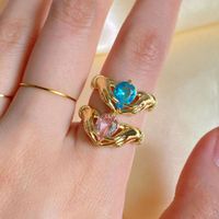 Fashion Hand Copper Open Ring Inlay Zircon Copper Rings main image 2