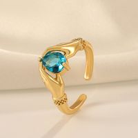 Fashion Hand Copper Open Ring Inlay Zircon Copper Rings main image 4