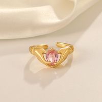 Fashion Hand Copper Open Ring Inlay Zircon Copper Rings main image 5