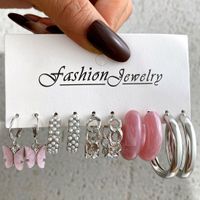 Einfache Elegante Perle Embedded Schwarz Schmetterling C-förmigen Acryl Ohrringe Set sku image 3