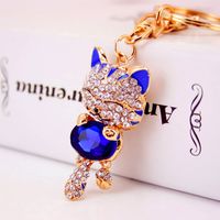 Cute Diamond Lucky Cat Sac Accessoires Chat Pendentif En Métal Porte-clés Pour Femmes sku image 5