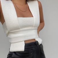 Women's Knitwear Eyelet Top Tank Tops Knitted Fashion Solid Color main image 3