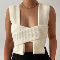 Women's Knitwear Eyelet Top Tank Tops Knitted Fashion Solid Color sku image 1