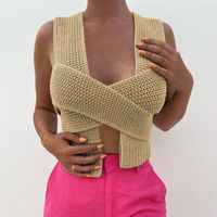 Women's Knitwear Eyelet Top Tank Tops Knitted Fashion Solid Color sku image 6