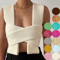 Women's Knitwear Eyelet Top Tank Tops Knitted Fashion Solid Color sku image 7