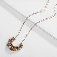 Long Sweater Chain Horseshoe U-shaped Natural Stone Beads Braided Multilayer sku image 5