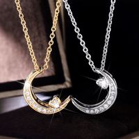 Luxurious Moon Copper Necklace Inlay Zircon Copper Necklaces main image 1
