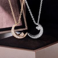 Luxurious Moon Copper Necklace Inlay Zircon Copper Necklaces main image 2