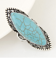 Exaggerated Oval Alloy Inlay Turquoise Women's Rings main image 3