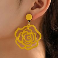 Ethnic Style Flower Wood Hollow Out Earrings main image 2