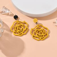 Ethnic Style Flower Wood Hollow Out Earrings main image 4