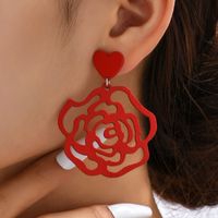 Ethnic Style Flower Wood Hollow Out Earrings main image 6