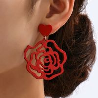 Ethnic Style Flower Wood Hollow Out Earrings main image 7
