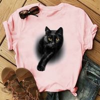 Femmes T-shirt Manche Courte T-shirts Impression Vêtement De Rue Chat main image 5