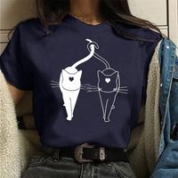 Women's T-shirt Short Sleeve T-shirts Printing Casual Cat main image 4