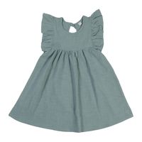 Süß Einfarbig Baumwolle Und Leinen Rüschen Falten Normales Kleid Knielang Baby Kleidung sku image 15