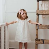 Simple Style Solid Color Cotton Regular Dress Knee-length Baby Clothes main image 6