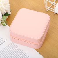 Simple Style Square Solid Color Pu Leather Jewelry Boxes sku image 1