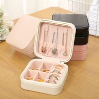 Simple Style Square Solid Color Pu Leather Jewelry Boxes main image 1
