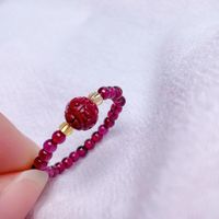 Ethnic Style Heart Shape Flower Artificial Gemstones Beaded Rings sku image 1