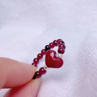 Ethnic Style Heart Shape Flower Artificial Gemstones Beaded Rings main image 3